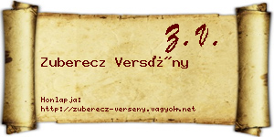 Zuberecz Versény névjegykártya